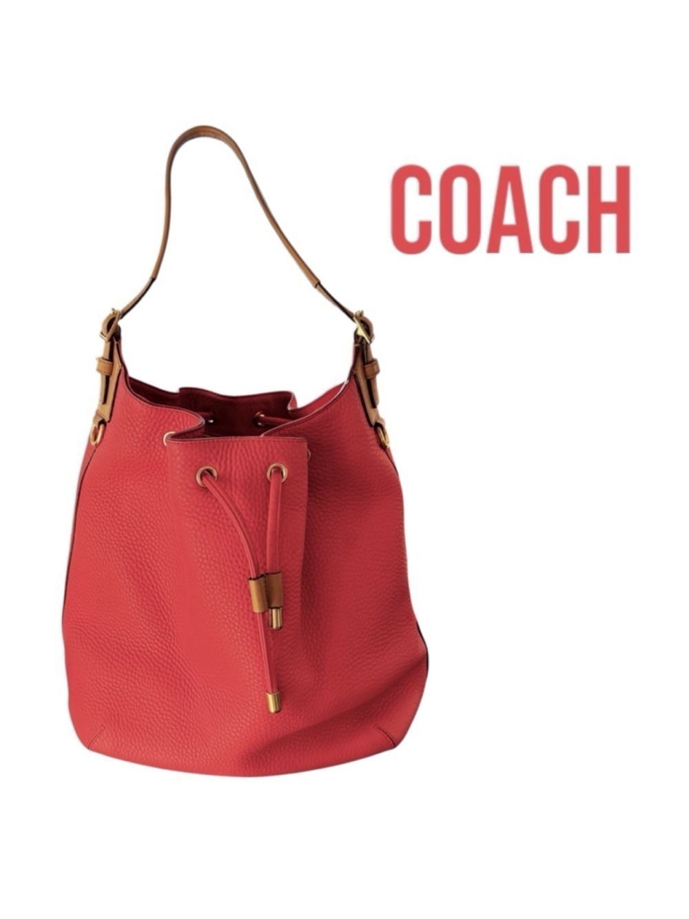 Coach Legacy Drawstring Bucket Bag Large Persimmon Leather 2013